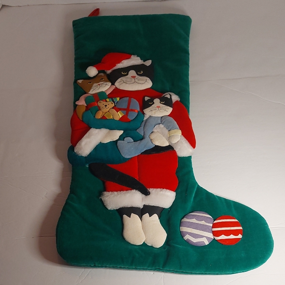 Festive Cat Christmas Stocking JUMBO